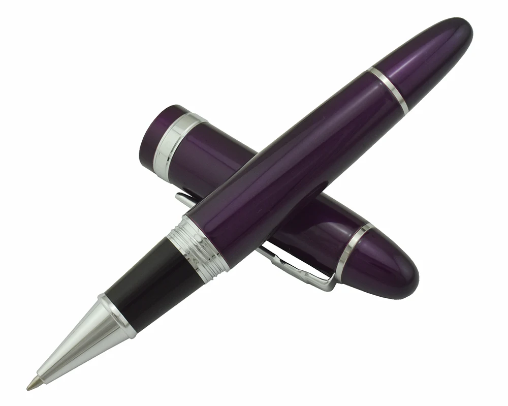 Jinhao 159 Big Size Metal Rollerball Pen with Refill Purple Medium Point Silver Clip Ink Pen for Writing Office Business School
