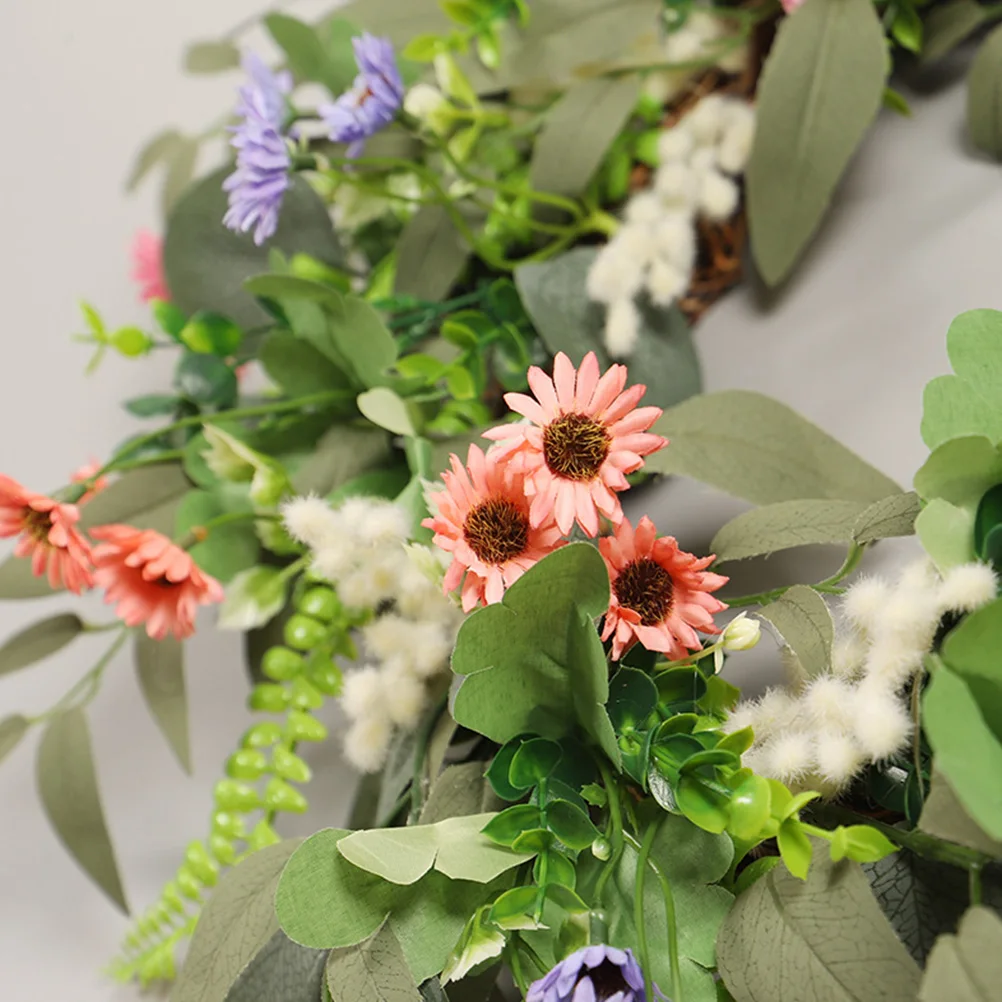 

1pc Artificial Flower Wreath Faux Eucalyptus Spring Decor Daisy Design Colors Valentine Wedding Birthday Party Home Garden