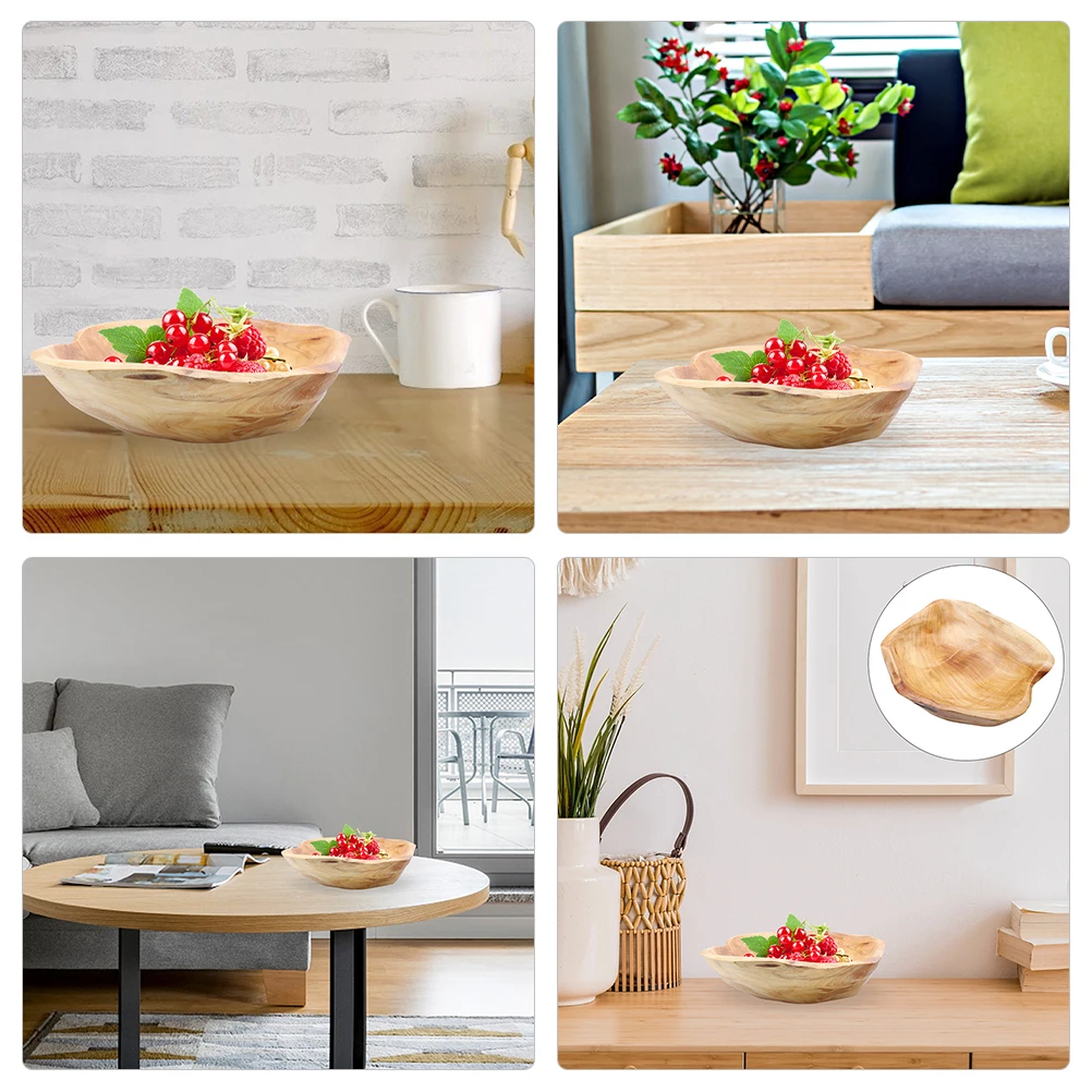 

Rustic Fruit Carved Wooden Serving Tray Decorative Bread Snacks Dish Home Office Farmhouse Decor Wood Serving Plate Easy Clean