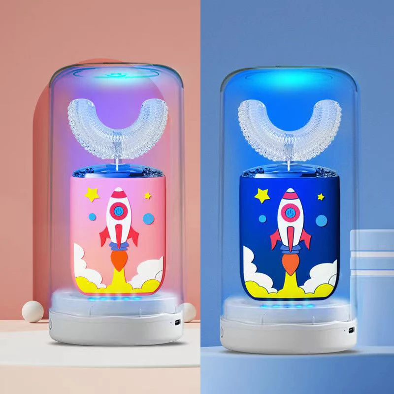 Automatic Children's Cartoon Electric Toothbrush U Type for Kids 360Degrees Sonic Toothbrush Rechargeable Smart Timer Waterproof
