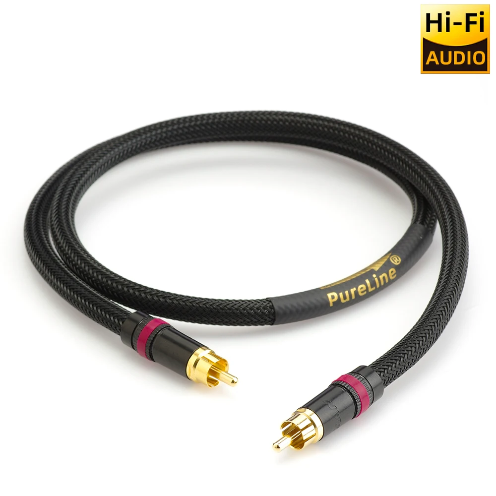 ▲HIFI OCC Copper Bass Subwoofer Audio Cable OCC Dual Shielded RCA Gold Plated Plug HIFI Line for Amplifier Home Theater Speaker