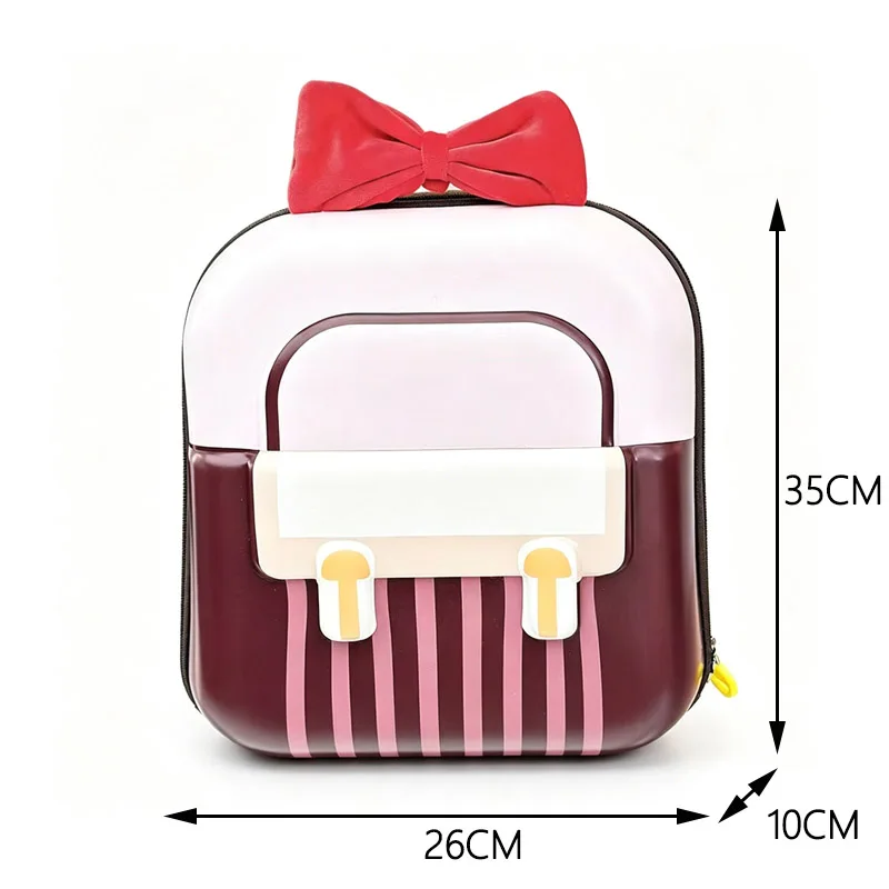 Cute Bow Kids Backpack PVC Striped Hard Shell Toddler School Bag Waterproof Small Backpack For Girls Travel Outdoor Daypack
