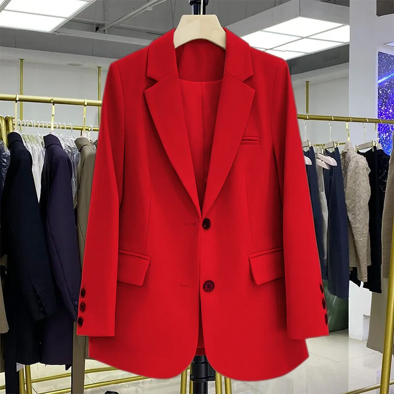 Suit Jacket Casual Korean Version Loose Spring and Autumn Temperament Design New Top Suit Fashion Solid Color Blazers