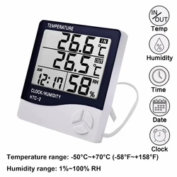 1pc HTC-2 HTC-1 Smart Electric Digital Hygrometer Thermometer Weather Station Clocks Outdoor LCD Electronic Humidity Meter