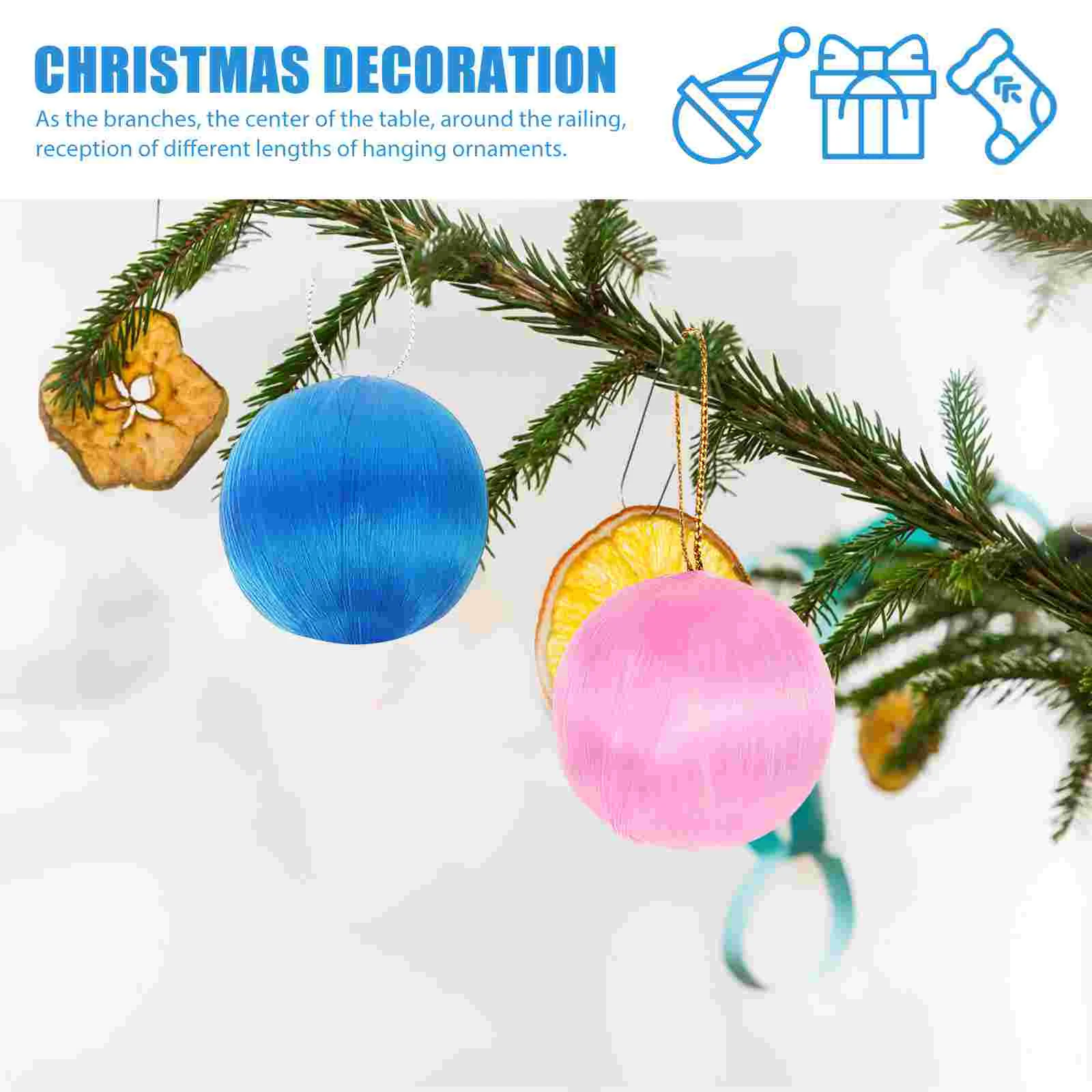 30 Pcs Christmas Snow Globe Pendant Tree Decor Snowball Decoration Outdoor Silk Colored Thread Festival Colorful outside Toys