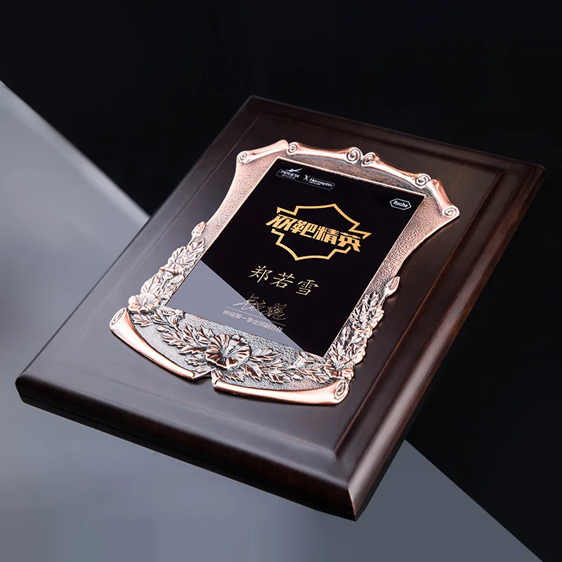 Customized High-grade piano lacquer Solid Wood Medal Honorary Plaque Commendation Souvenir Award medals