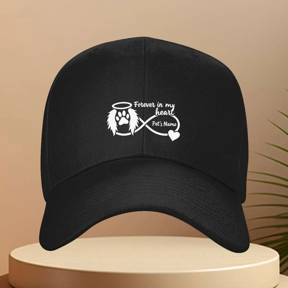 Pet Memorial Paw Angel Baseball Cap Unisex Adjustable Polyester Casual Style Hat