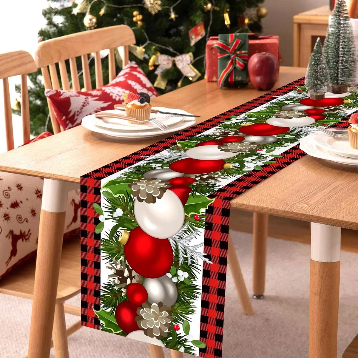 Christmas Table Runner Merry Christmas Decor Xmas Table Cover For Home 2024 Family Party Supplies Xmas Party Decors Gifts 2025