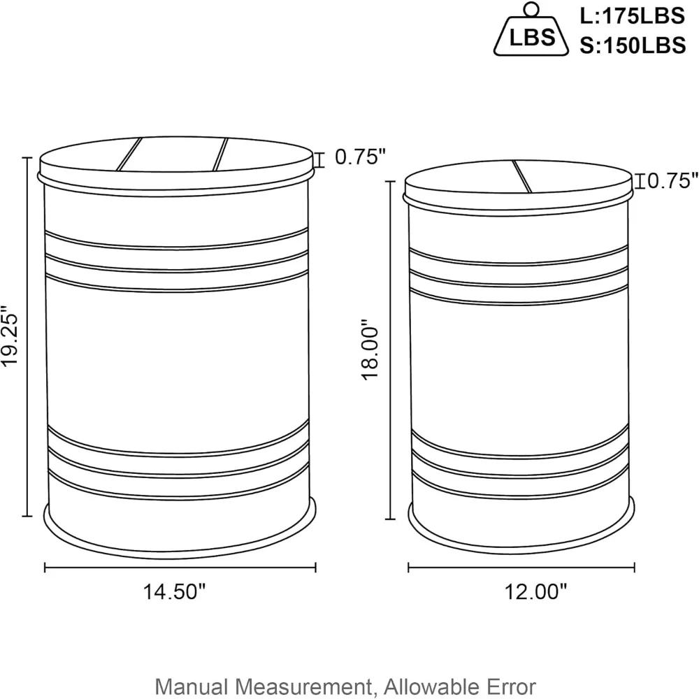Ensemble de tables gigognes en métal de style ferme – Table basse ronde avec rangement, petites tables d'appoint en 2 pièces pour le salon