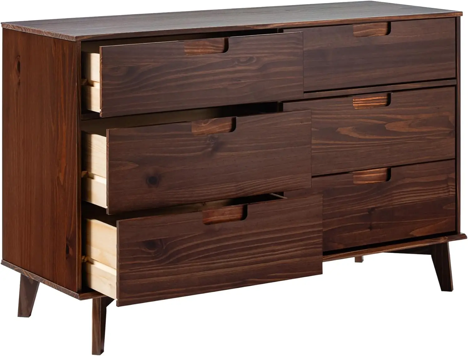 6-Drawer Groove Handle Solid Wood Dresser