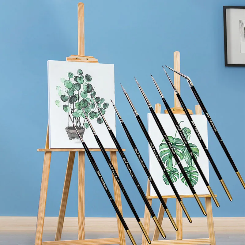 9pcs Nylon Watercolor Line Hooking Pen Gouache Acrylic Chinese Painting Fine Brushstroke Line Hooking Pen Art Sets