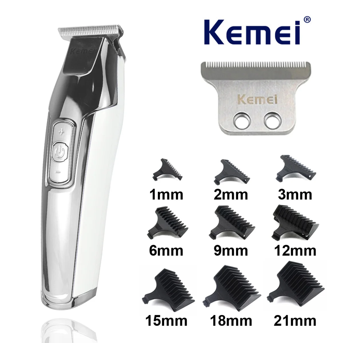 Kemei 5027 Barber Hair Trimmer Zero Gapped Cordless Edge Hair Clipper Close-cutting Machine for Lining Dry Shaving LCD Display
