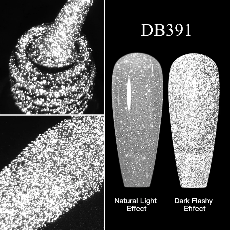 Mtssii Reflective Glitter Gel Silver Sequins Gel Nail Polish Soak Off UV Nail Gel Semi-permanent Varnish Nail Art Decoration 6ml