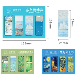 4pcs Magnetic Bookmarks Set Monet Van Gogh Art Folder For Pages Books Marker Readers Student Stationery School Office Supplies