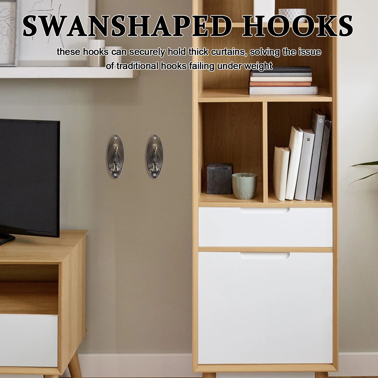 

Alloy Swan Mounted Coat Hooks Decorative Metal Wall Hooks for Bedroom Living Room Strong Load Capacity Antislip