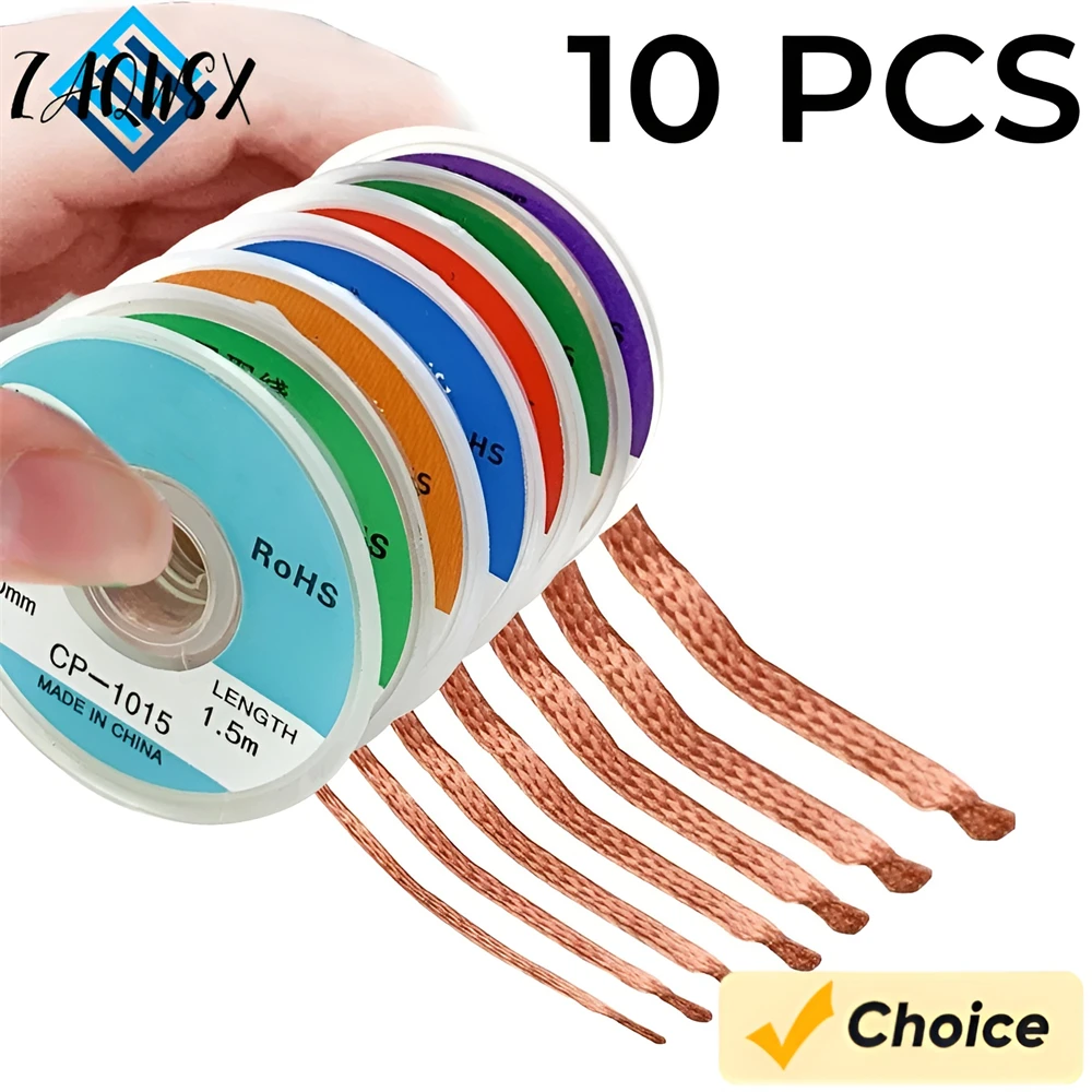 10pcs 1.5M Length Welding Wires Desoldering Mesh Braid Tape Copper Welding Point Solder Remover Wire Repair Tool for Soldering