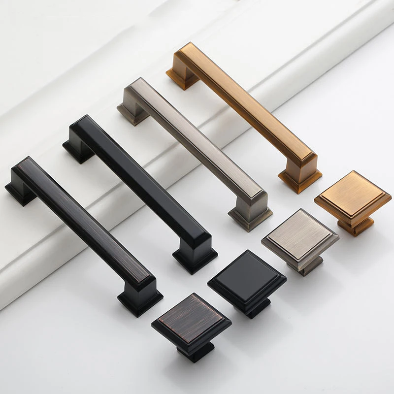 Matte Black Zinc Alloy Security Door Handles Cabinet Door Handle Modern High-End Drawer Flush Handles Hardware Accessories