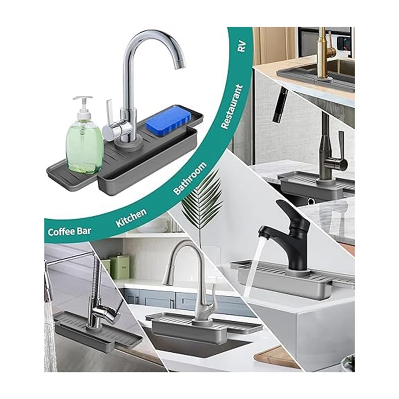 حوض المطبخ الجيد سبلاش الحرس ترقية صنبور المياه الماسك صينية بالوعة الإسفنج حامل رمادي #6