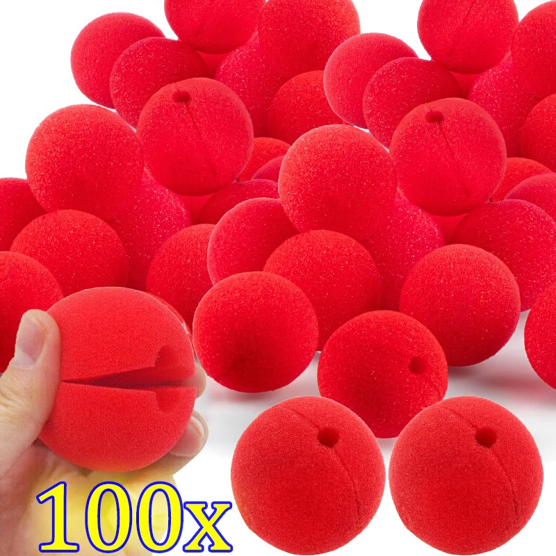 

100PCS Red Foam Clown Nose Funny Toy Party Stage Role Play Props Nose Children Halloween Christmas Carnival DIY Decoration