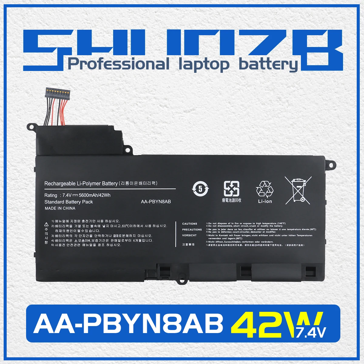 

SHUOZB New AA-PBYN8AB Laptop Battery For SAMSUNG NP530U4B NP530U4C NP535U4C NP520U4C NP530U4C-A08RU Series AA-PLYN8AB 7.4V 42WH