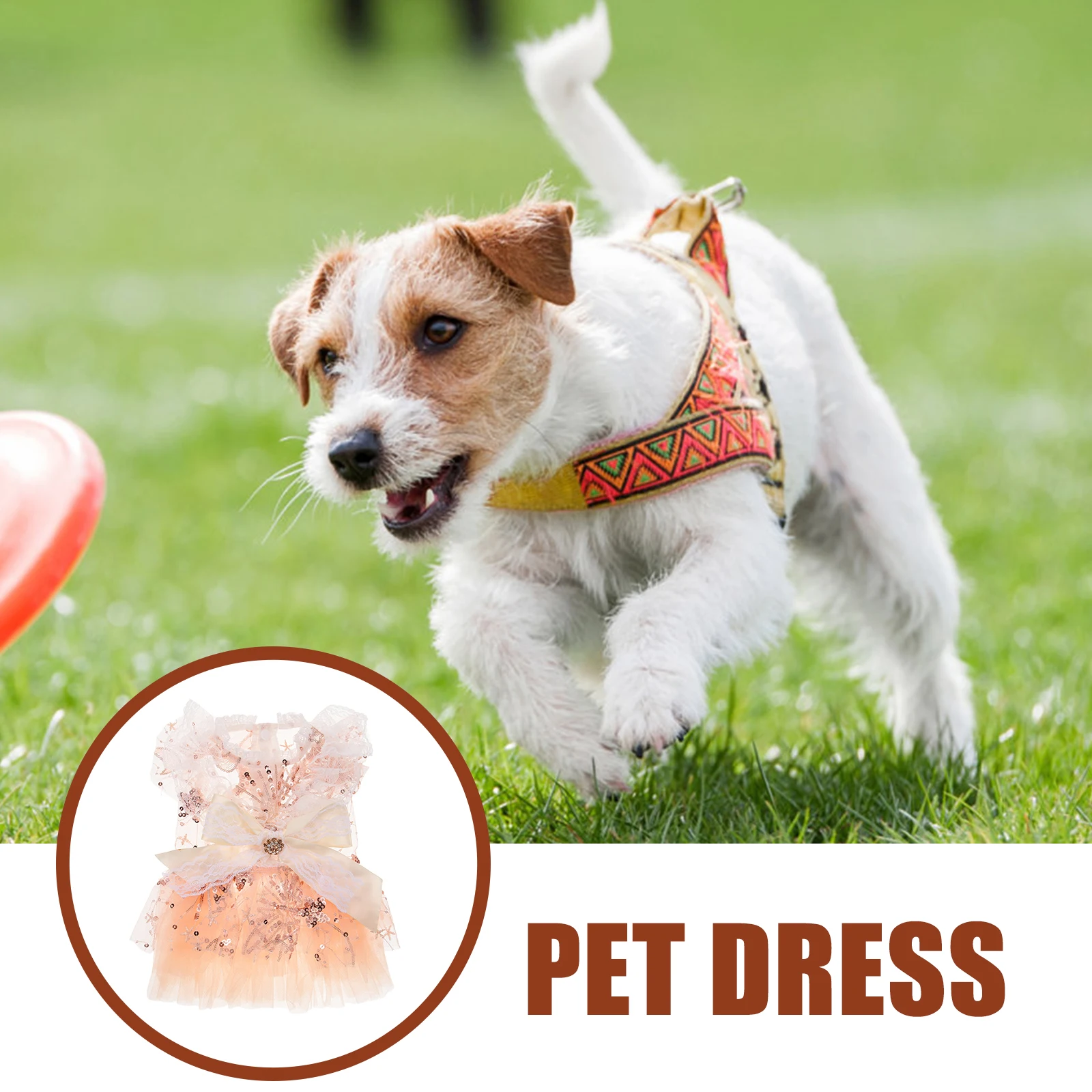 

Summer Pet Clothes M Size Dog Wedding Dress Lace Material Durable Suitable Daily Party Travel Photography Birthday Adorable