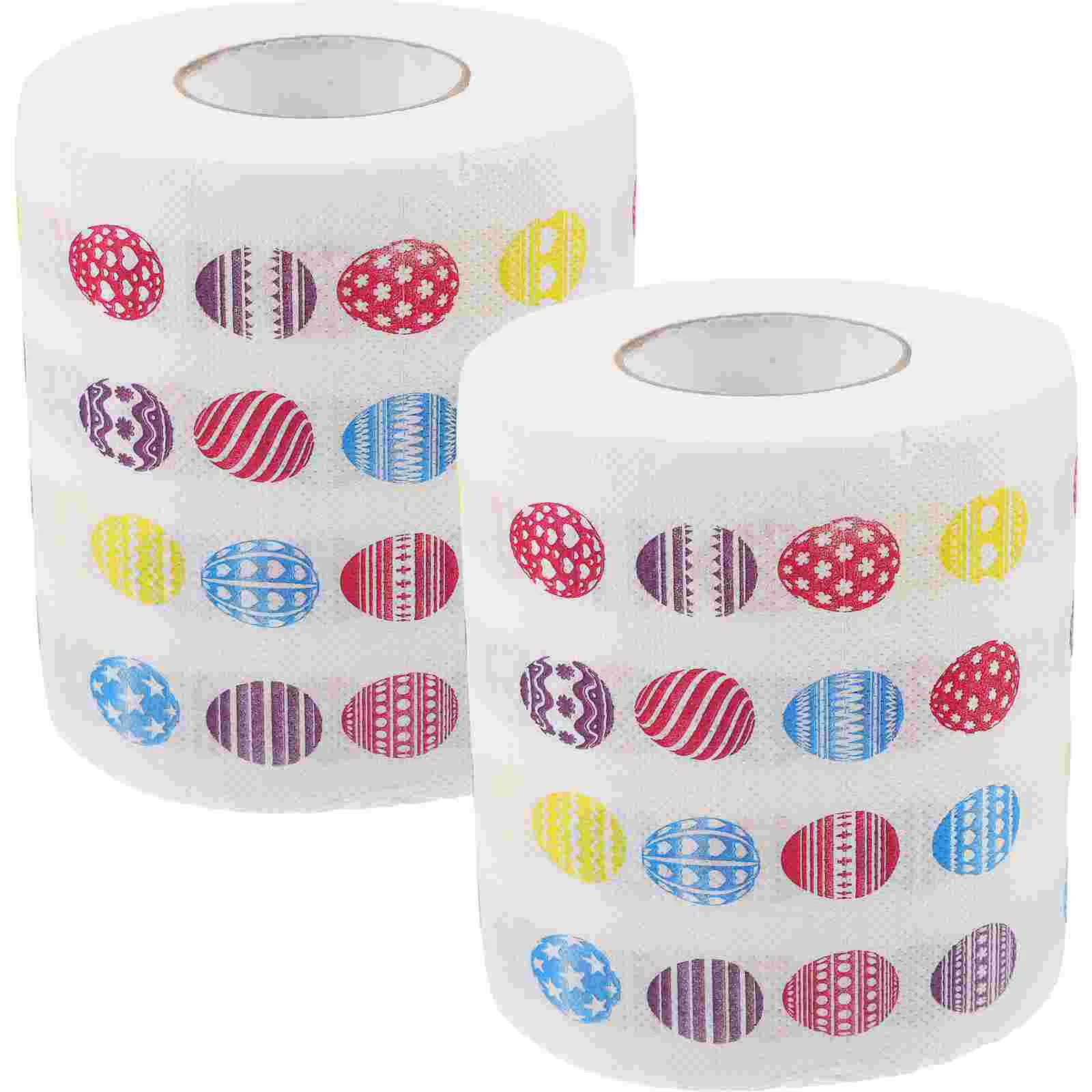 2 Rolls of Fun Toilet Paper Delicate Easter Pattern Toilet Paper Decorative Printing Tissue Roll