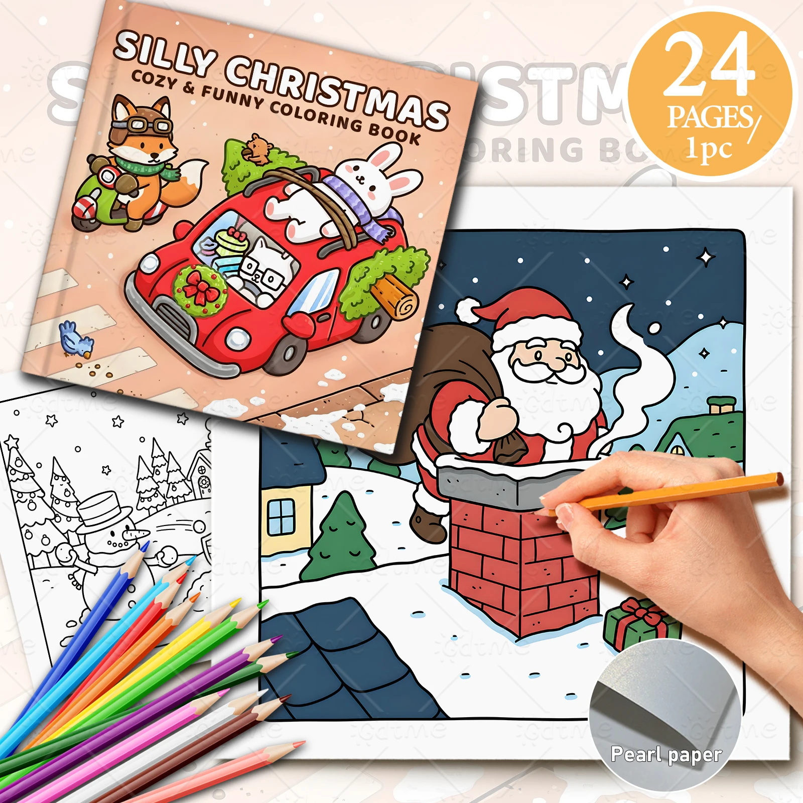 CHRISTMAS COZY & FUNNY Coloring Book -Thick Paper for Adults Teens - Stress Relief Creative Cute Drawing Book DIY Gift Idea