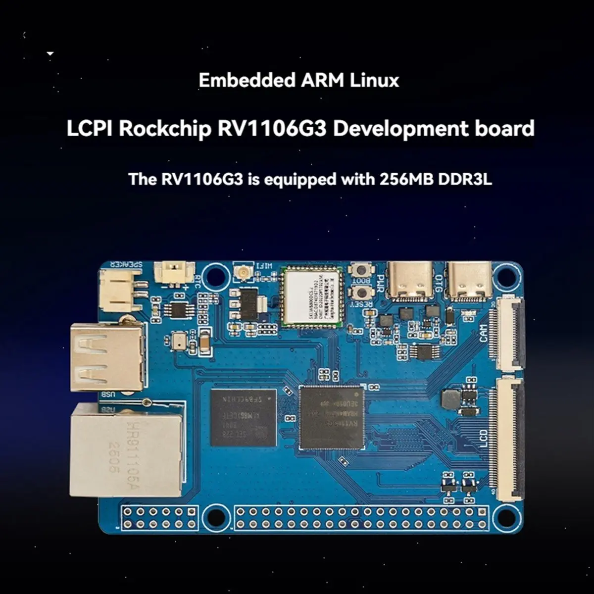 HDL RV1106G3 Development Board 256MB DDR3L 1TOPS NPU WIFI6+BT 5.2 Linux AI Development Board Support Buildroot
