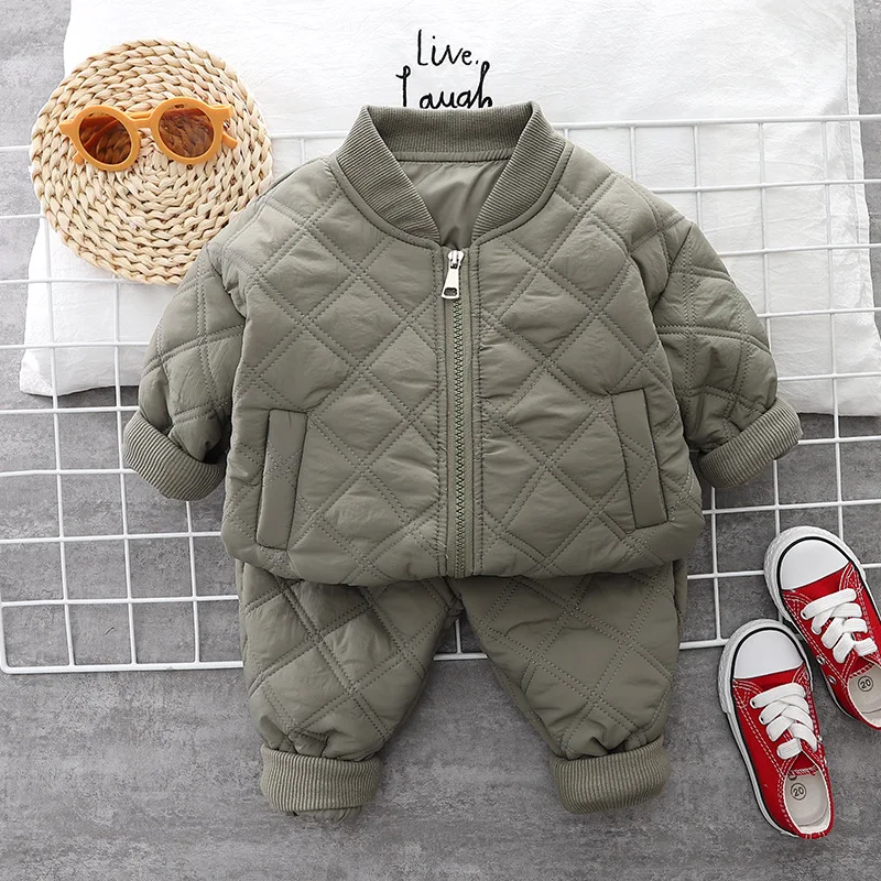 

Children Cotton Padded Zipper Coat + Pants 2Pcs Outfits 1 2 3 4 Years Kids Tracksuit Suits Autumn Winter Baby Boys Clothing Sets
