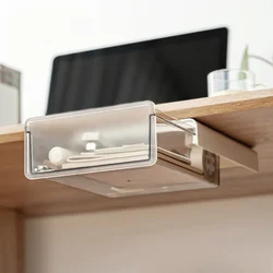 Under-desk drawer storage box, large capacity desk invisible storage box easy to install shelf desk stationery organizer