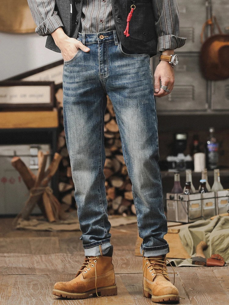 Pantalones vaqueros clásicos americanos Vintage para hombre, pantalones de pierna recta holgados informales, novedad de 2021, mezclilla de algodón juvenil Faionable