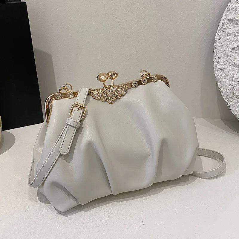 2024 New Pink White Pu Soft Small Handbags Classic Fashion Underarm  Shoulder Bags For Women Prom Party Tote Handbag femme Purse