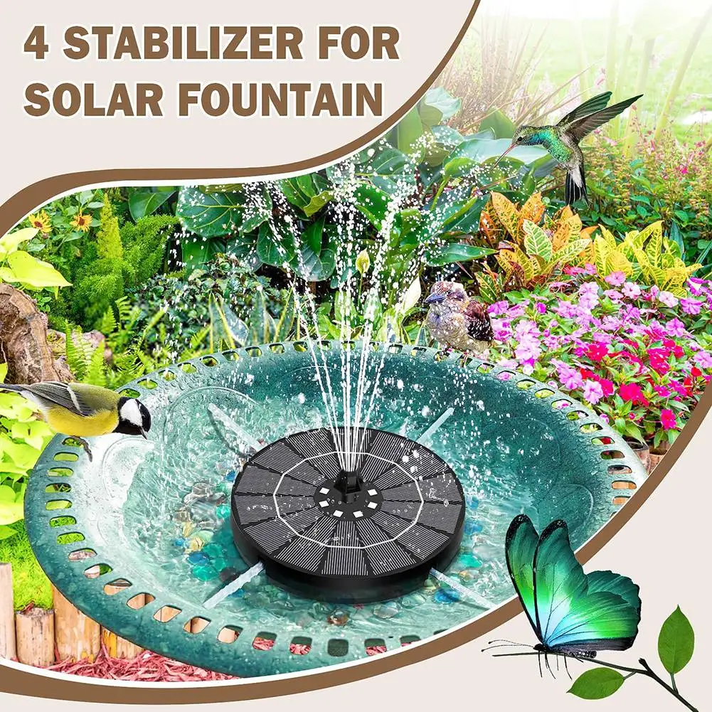 newA10R Solar Fountain for Bird Bath Colorful Lights Automatic Cycle 3.5W Solar Water Fountain Outdoor Garden 1200mAh Battery