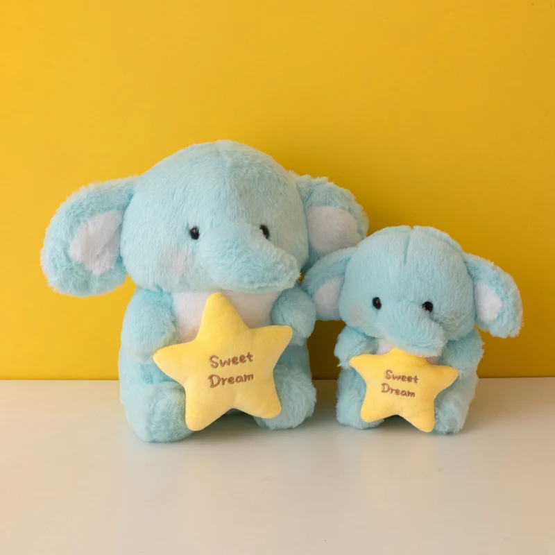 かわいいおやすみ小さな象ぬいぐるみステルブルー人形枕黄色のおもちゃクッションソフトギフト子供のための