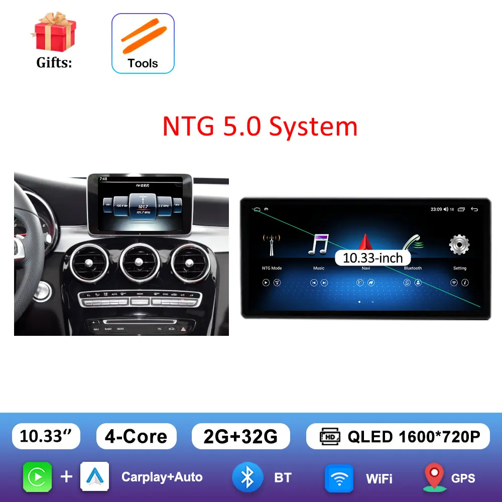 Android 16 Intelligent Systeem voor BENZ C-KLASSE W205 GLC 2015 - 2018 Auto Video Multimedia Speler GPS Navigatie QLED HD Scherm BT