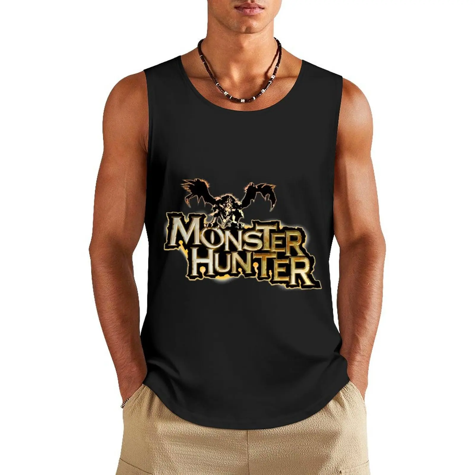 

Monster Hunter Logo Tank Top t-shirt Men's gym t-shirts singlets for men sleeveless shirts