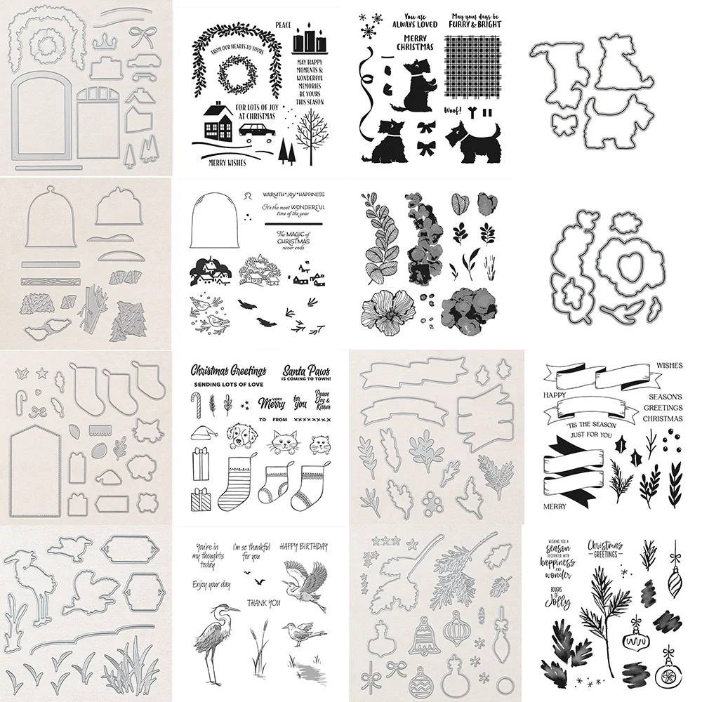 Weihnachten Ornament Bundles Klare Stempel Und Metall Schneiden Stirbt Für DIY Handwerk Machen Karte Fotoalbum Scrapbooking Dekoration