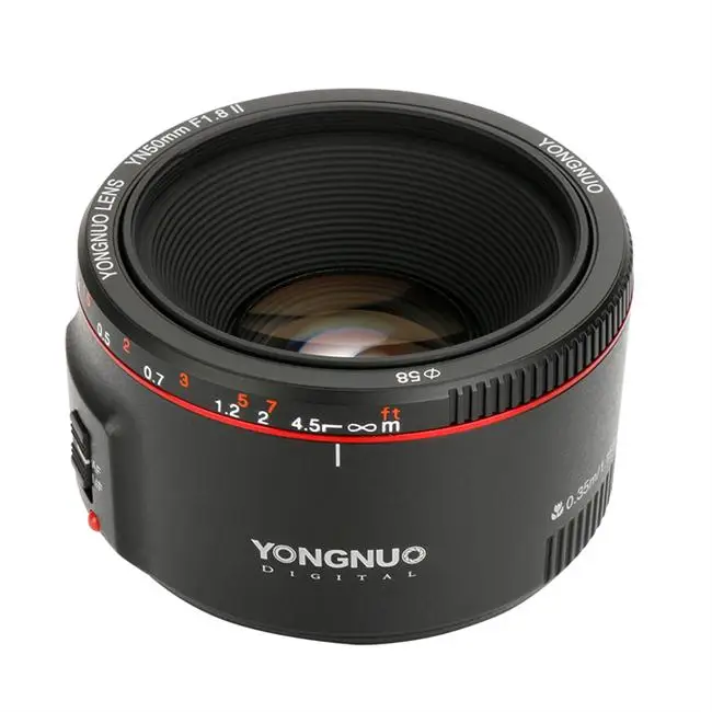 

YONGNUO YN50mm 50MM F1.8 II Black Large Aperture Auto Focus Lens for Bokeh Effects Camera Lens for Canon 70D 5D2 5D3 600D DSLR