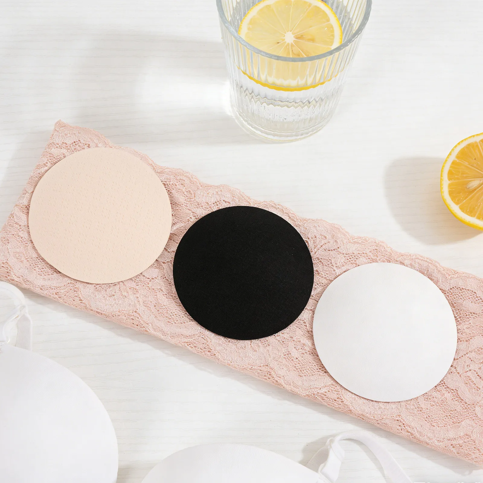 3Pairs Invisible Nipple Covers Breathable Cotton Non Adhesive Pasties Reusable Soft Round Breast Pads for Dress Wedding Outfits