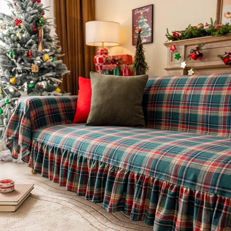 

Christmas Sofa Cover Vintage Christmas Decor Multifunctional Tassel Sofa Cover Towel for Christmas Decorations Sofa Throw Cover