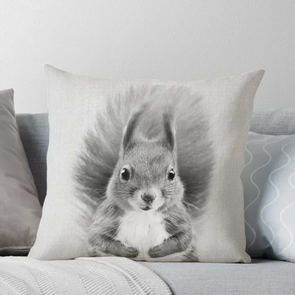 

Squirrel 2 - Black & White Throw Pillow Plaid Sofa Pillow Covers Decorative Pillow Case Christmas Custom Cushion
