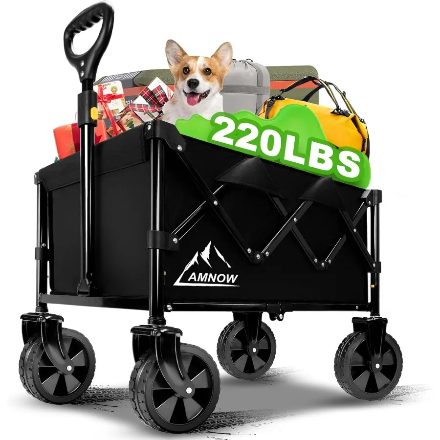 

Collapsible Wagon Cart with Wheels Foldable Folding Wagons Carts with Silent Universal Wheels Large Grocery Cart On Wheels Heav