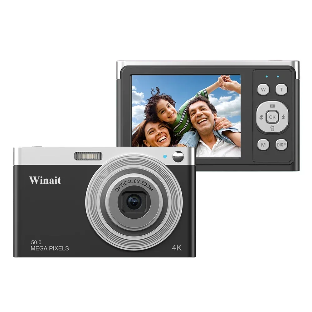 8x Optical Zoom Digital Camera with 2.8'' IPS Screen and 4K Video Camera