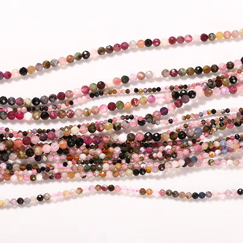 2 3 4 مللي متر الحجر الطبيعي الأوجه مختلط التورمالين حبة فاصل فضفاض الخرز الصغيرة لصنع المجوهرات عقد دي اي واي سوار الإكسسوار #4