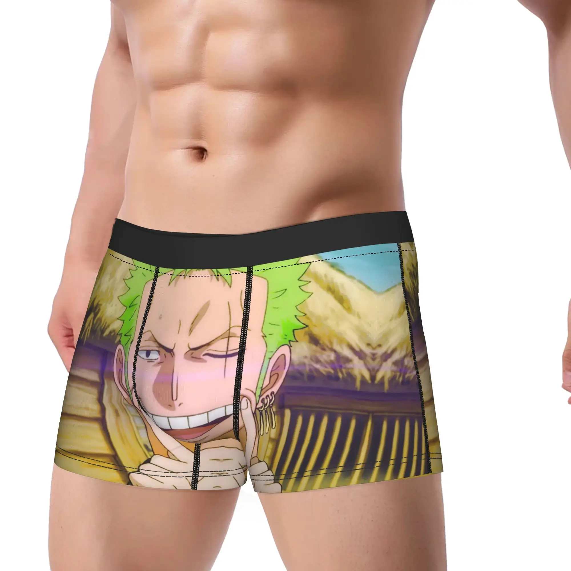 Ropa interior Man Zoro Smile Wano One Piece Pirates Humor, calzoncillos tipo bóxer, pantalones cortos, bragas para hombre, calzoncillos de cintura media, talla grande
