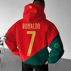 Portuguese Football Star Cristiano Ronaldo 3d Printed Pattern Hoodie Fashion Trend Pullover Long-Sleeved Popular Hoodie Hoodie