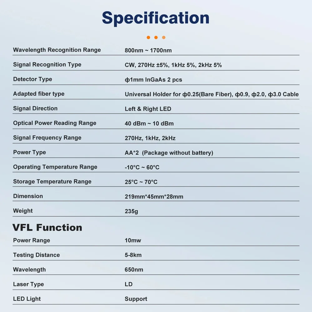 Tester światłowodów Komshine FI-20V 2-w-1 z VFL 10mW i miernikiem mocy PON KPN-35 dla 1310/1490/1550nm — zdjęcie produktu 4