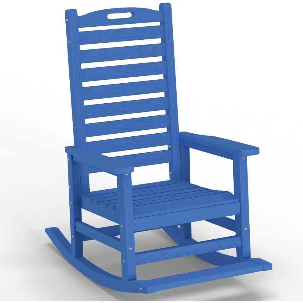 

Outdoor Rocking Chair with Removable Footboard for Adults, HDPE High Back Patio Rocking Chairs, 330lbs All Weather Porch Rocking