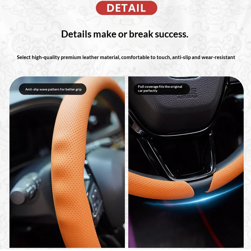 For Nissan Car steering wheel cover all season universal anti slip breathable Nappa leather ultra-thin all inclusive handle 5
