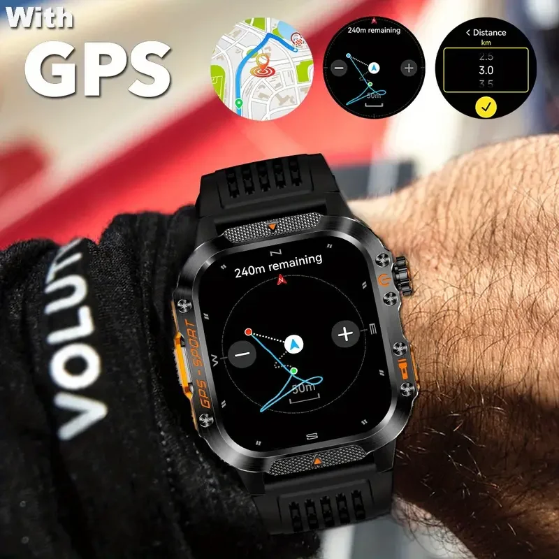 ونليكس GPS ساعة ذكية للرجال والنساء بوصلة عسكرية مصباح يدوي بلوتوث دعوة ساعة ذكية الرياضة في الهواء الطلق IP68 مقاوم للماء ساعة رجالية